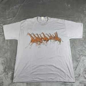 Vintage Harlequin Giraffe Shirt Mens XL Gray Single Stitch 80s Wildlife USA New